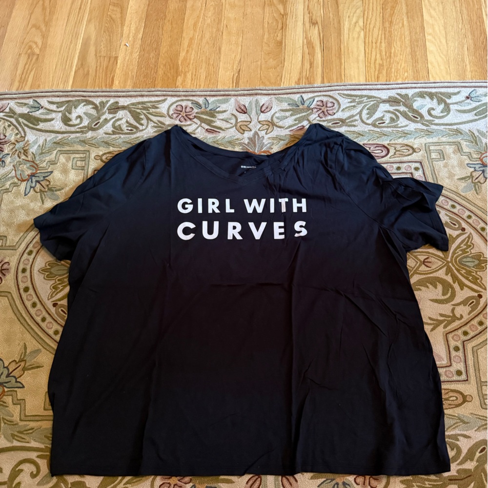 Black Graphic Tee - Girl With Curves, 4X